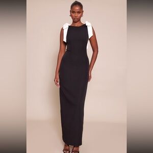 PrettyLittleThing Black Maxi Dress with White Accents